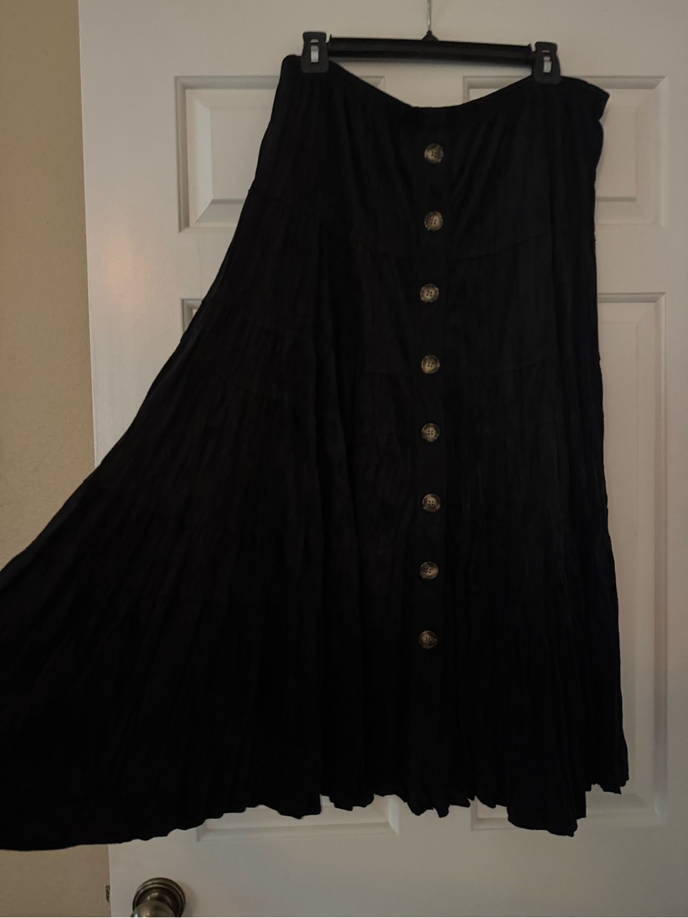 Coldwater Creek Black Decorative Button-Front A-Line Midi / Maxi Skirt